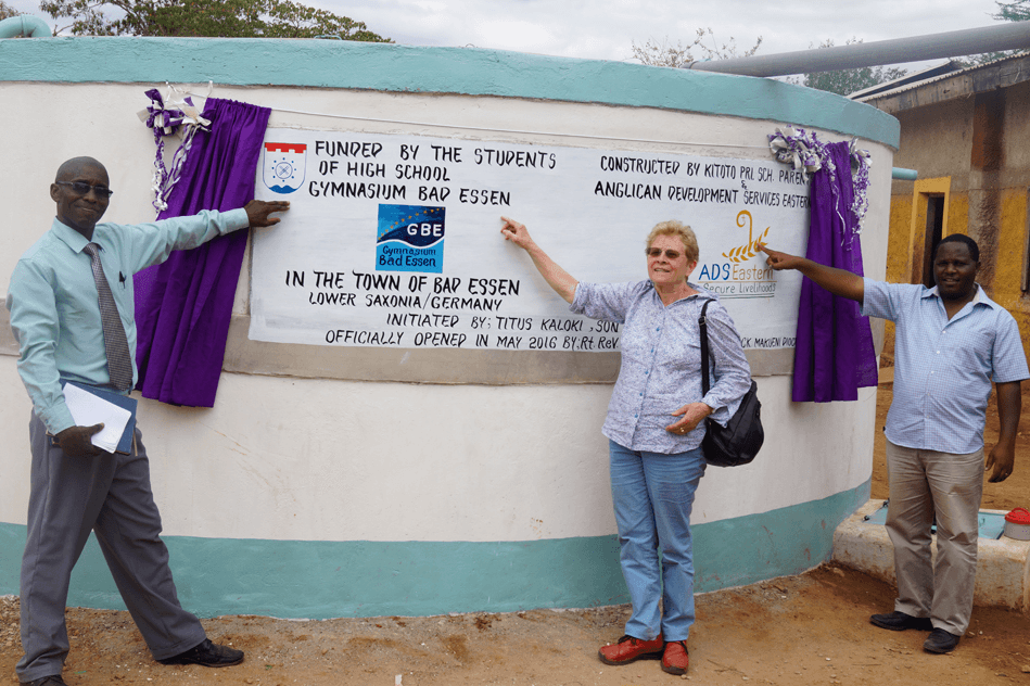 Einweihungstafel: Funded by the students of Gymnasium Bad Essen, 2016